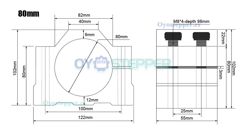 Soporte de aluminio para motor de husillo CNC de 65mm/80mm/100mm/125mm